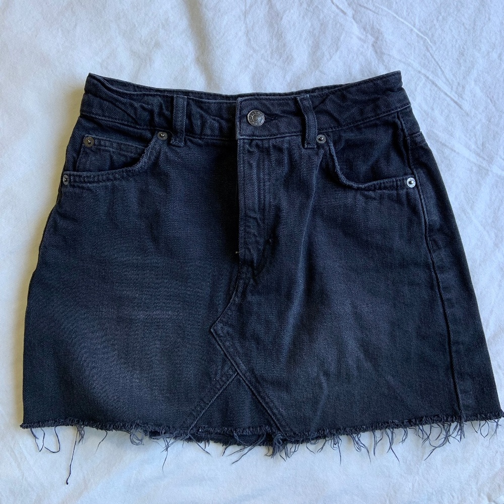 Top Shop petite black denim skirt